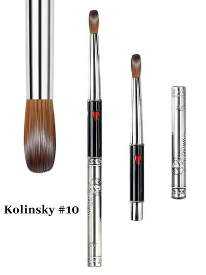 复古风格爱心亚克力美甲刷，貂毛亚克力刷，亚克力粉美甲刷，8-10号尺寸