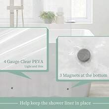 Clear Shower Curtain Liner With 3 Magnets 72x72 Premium Flexible Sturdy Plastic Shower Curtain For Bathroom Lightweight Waterproof Clear - 1a 清除 - 查看 5