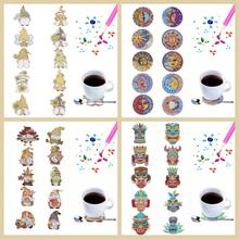 10pcs Diamond Painting Coasters, Cartoon Character, Mask, Sun Pattern, Wooden Material, Colorful Printed Coasters, Suitable For Home Decor, Outdoor Gazebo, Camping, Tea Table Anti-Slip Coasters - Multicolor - View 3
