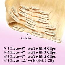 7pcs/Set 115g Seamless Clip-In Human Hair Extensions, Ombre Blonde Highlighted, PU Skin Weft, Invisible Hair Pieces - S613 - View 5
