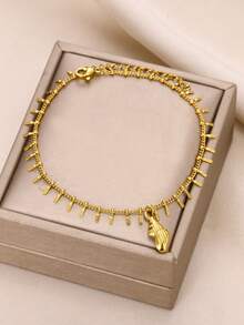 1Pc Boho Style Conch / Shell Anklets For Women, Dainty Fringe Chain With Conch / Shell Pendant Anklet Bracelet, 18K Gold Plated Stainless Steel Anklet Bracelet, Summer Beach Vacation Jewelry For Daily Wear, Foot Jewelry, Summer Party Fashion Accessories - Multicolor - View 4