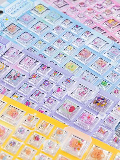 【2026新款】彩色3D环氧树脂方形贴纸 - 可爱动物系列 - 本系列包含猫、兔子、熊等可爱动物图案。采用优质树脂制成，防水、可重复使用且自带背胶。是各种DIY装饰的理想之选。