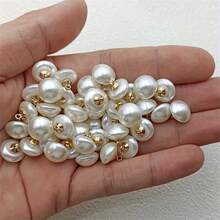 10/25 chiếc cúc ngọc trai giả nhỏ, hình tròn dẹt, hình học, phụ kiện may vá, cúc nhỏ hình đĩa bay có lớp lót, thích hợp để may quần áo mỏng, các dự án DIY thủ công, đồ dùng nghệ thuật, thủ công và may vá, ngọc trai trắng sữa bóng cao 1.2cm - trắng - Xem 9