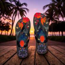 chinelo feminino estampa floral personalizado de dedo - -pto passaro - Visão 1
