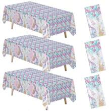Mermaid Birthday Decorations Tablecloth 3 Pcs Disposable Ocean Theme Glitter Little Mermaid Tail Party Plies Table Cover For Princ Birthday Under The Sea Baby Shower 54in X 108in - Nhiều màu - Xem 8