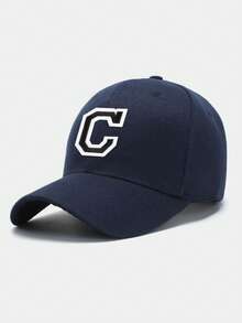1 pieza Gorra de béisbol ajustable con bordado de 26 letras, unisex, con protección solar transpirable, sombrero casual adecuado para uso diario en primavera/verano - Azul Marino - Ver 29