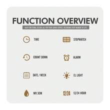 SKMEI 2462 男士豪华运动腕表 LED 显示屏闹钟计时码表硅胶表带 3BAR 防水礼品计时表 - 均碼 - 查看 6