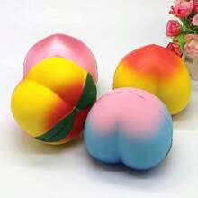 New Squishy Slow Rebound Simulation Fruit Peach, Watermelon, Galaxy Peach PU Foam Toy, Stress Relief - Multicolor - View 2
