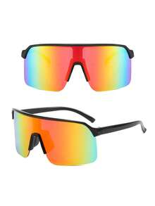 1 Pair Women's Oversized Frame One-Piece Colorful Sports Eyeglasses, Suitable For Street Style, Sports, Driving, Beach, Electronic Music Festival, Vacation, Hiking, Party, Outdoor Activities, Fishing - Color - View 2