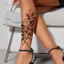 Chic Black And Pink Butterfly Temporary Tattoo Stickers - Large Realistic Design With Intricate Patterns, Lasts 1-3 Days, Great For Fashion Body Art, Stylish Accessories | Artistic Tattoos | Realistic Fake Tattoos, Tattoo Supplies,Sketch Style - Multicolor - View 3