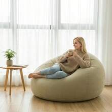 Large Slouchy Sofa Chair, Inflatable Bean Bag Sofa, Foldable Portable Lounger: Corduroy Fabric - Durable PVC Material - Foldable & Portable - No Assembly Required - Weight Capacity 220 Lbs - Size: 45"X45"X31", Soft & Comfortable Bean Bag Sofa, Suitable For Living Room, Bedroom, Reading Room, Balcony, Outdoor Camping, Easy To Store And Carry, Leisure & Entertainment, Dorm, Backrest Chair - Multicolor - View 3