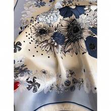 1 Piece Of Women's Elegant Retro Printed Thin Satin Square Imitation Silk Scarf, Bohemian Retro Casual Women's Scarf, Shawl, Lightweight And Comfortable Women's Headscarf, Suitable For Daily Wear And Outings In Spring And Summer - Multicolor - View 3
