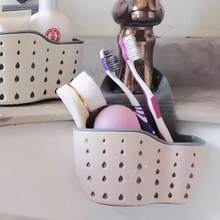 1pc Adjustable Silicone Sink Rack With Strap, Collapsible Drain Basket, Creative Faucet Hanging Bag, Kitchen Storage Organizer Rack For Sponge And Cleaning Supplies - One Size - View 3