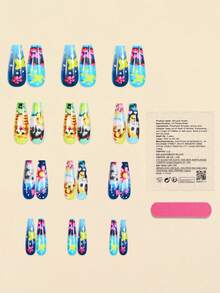 24 adorables pegatinas de uñas con diseños de animales de dibujos animados, con diseños florales y de gatitos, perfectas para mujeres. El diseño lindo de gatito es ideal para amantes de los animales y para uso diario. Fácil de aplicar y retirar. - Multicolor - Ver 4