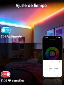 LED Light Strip, RGB Music Sync Color Changing Bluetooth LED Light Strip, With Smart APP Control Remote And Remote Control, Suitable For Room, Parts, Essentials, Atmosphere Decoration (100ft - 2 Rolls 50ft), Bedroom, TV, Room DIY (APP + Remote Control), Decorative Lighting Fixtures, Ambient Light Strip - White Plate - View 7