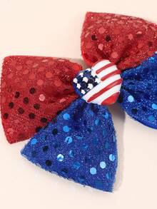 2 Stück USA Memorial Day rot-weiß-blaue Haarschleifen mit Alligatorclips, funkelnde Haarschleifen in amerikanischen Flaggenfarben, Haarspangen für Feiertage, Geschenk Haraccessoires für Frauen, Haarclips, Geburtstag - Verschiedenfarbig - Übersicht 4