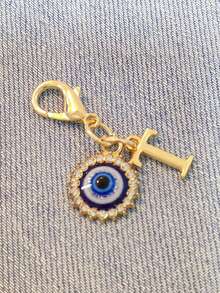 1pc Initial Letter Blue Evil Eye Rhinestone Keychain - Symbolic Gift, Protection And Good Luck - Fashion Accessory, Suitable For Car Keys/Bag Pendant, Ideal Holiday Gift Accessory - Multicolor - View 16