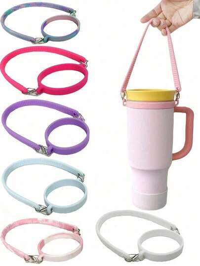 1 Set Reusable Silicone Water Bottle Handle With Cleaning Brush, Straw And Silicone Straw Tip, Fits 40oz, 30oz, 20oz Brand Glass Cups Straw Accessories