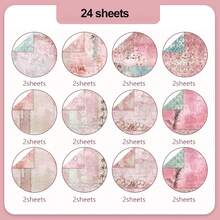 24 piezas de papel decorativo con estampado por ambos lados de 6x6 pulgadas, adecuado para álbumes de fotos hechos a mano, elaboración de tarjetas, scrapbooking, diarios de balas, collages, tarjetas de felicitación y manualidades - Multicolor - Ver 17