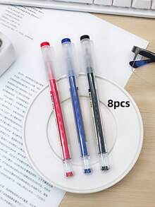 Bộ 8 bút bi mực khô nhanh đầu nhọn 0.35mm | Đen/Xanh dương/Đỏ, viết trơn tru, cấu trúc bền chắc, lý tưởng cho người đi làm và sinh viên, văn phòng phẩm. - Nhiều màu - Xem 8