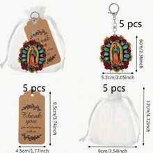 15/36pcs Set Vintage Catholic Our Lady Of Guadalupe Keychain, Mexican Virgin Mary Accessories Keychain, Pendant, Keyring, Party Favor, Valentine's Day Christmas Gift - Multicolor - View 12