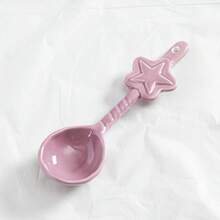 1PCS Kitchen Ceramic Star Shaped Spoon Twisted Spoon Cute Long Handled Cream Design Coffee Stirring Spoon - A1 - 查看 12