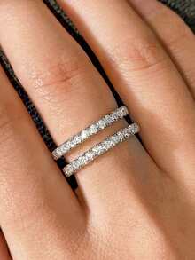 1 chiếc nhẫn nữ vuông thanh lịch đính đá Cubic Zirconia, thích hợp làm quà tặng đám cưới, lễ đính hôn, kỷ niệm, quà tặng ngày Valentine. - 1 # - Xem 8