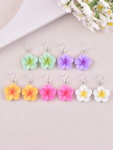 5 đôi bông tai hình hoa và hoa sứ, phụ kiện trang sức dự tiệc dành cho nữ. - Nhiều màu - Xem 5