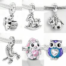 1pc Fashionable Pure Silver Cat & Fish Tank Pendant Beads, Suitable For Women Bracelet/Bangle DIY Jewelry Making And Daily Decoration, Girls Accessories - Beaded 2 - View 5