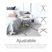 Raganet Mesa de Servicio Plegable de Plastico Ajustable en 8 Alturas Diferentes Mesa de 76cm Largo y 50cm Ancho Interior y Exterior Plastico Reforzado Color Blanco  0581957 - como en la foto - Ver 7