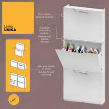Interior Scarpiera modulare impilabile in polipropilene bianco, espandibile con moduli aggiuntivi, design stretto ideale per essere posizionata dietro le porte, capacità per oltre 6 paia, adatta per scarpe e stivali di grandi dimensioni, resistente all'umidità e agli odori, facile da montare, 40,1 x 51 x 17,3 cm - Multicolore - Visualizzare 3