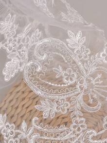 1pc Cathedral Lace Veil With Comb, 3*3M, Suitable For Bride Wedding,Summer,Beach - Multicolor - View 6