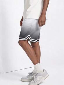 Pantaloncini da basket da uomo in rete sfumata, pantaloncini sportivi larghi, traspiranti e ad asciugatura rapida con tasche laterali e vita con coulisse, adatti per fitness estivo, corsa, spiaggia, casual - Bianco e nero - Visualizzare 5