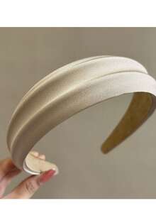 3pcs/1pc Women's Black, White, Khaki Satin Headbands, Fashion Versatile High-End Elegant Simple Solid Color Hair Accessories Suitable For Daily Wear, Casual, Party, Commute, Vacation, Ponytail, Bun, Face Washing, Makeup, Outfit Matching - Multicolor - View 3