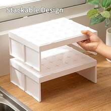 1pc Cabinet Water Cup Storage Rack, Cupboard Stackable Cup Holder, Large Capacity Kitchen Organization And Storage, Space-Saving Layered Organizer Shelf, Detachable Multi-Functional Storage Holder For Cup, Mug, Cutlery, And Kitchenware - Multicolor - View 10