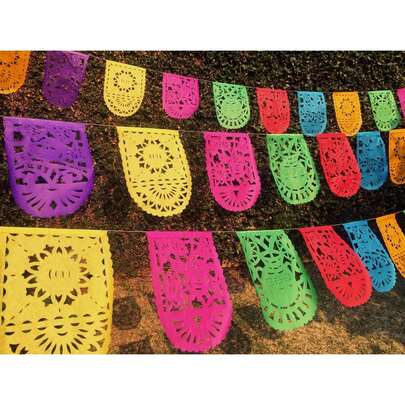 Papel Picado Fiesta Decor Party Pk 4 X 5m/16ft Mexican Paper Bunting Banners