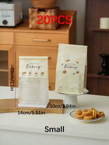 2/20入 吐司麵包包裝袋 紙製透明窗麵包袋，適用於烘焙食品、麵包、吐司、漢堡、餅乾等食物，適合婚禮、生日派對、節日、居家使用與廚房用品 - 彩色 - 查看 20