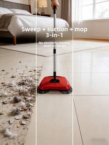 Barredora manual multifuncional 3 en 1, aspiradora inalámbrica, escoba y trapeador para persona encorvada, adecuada para limpiar escombros, pelo de mascotas y polvo en pisos de madera y baldosas, herramienta de limpieza en seco y húmedo - Multicolor - Ver 3