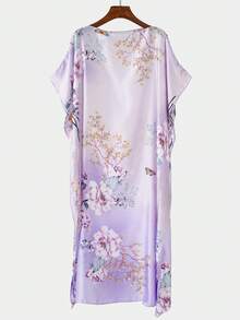 1 Áo choàng dài kaftan in hoa giả lụa cổ điển thanh lịch dành cho nữ, khăn choàng chống nắng đi biển thường ngày, kimono, mùa hè cho trang phục - Nhiều màu - Xem 33