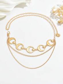 1件时尚性感向日葵腰链，独特笑脸吊坠身体链，百搭向日葵笑脸腰链身体饰品，适合女性日常、度假、派对佩戴 - 金色 - 查看 5