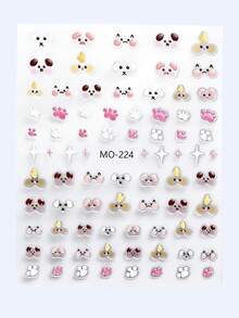 1 miếng dán móng tay dễ thương! Họa tiết hình heo và mèo dập nổi 3D, mềm mại và dịu nhẹ, dùng để tự dán móng/trên móng tự nhiên, mang đến vẻ ngọt ngào cho bé gái, dễ dàng cho người mới bắt đầu tạo kiểu móng tay nữ tính. - Nhiều màu - Xem 3