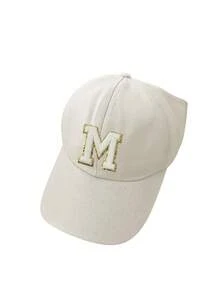 1pc A-Z Letter Backless Ponytail Baseball Cap, Girl Fashion Sports Sun Hat Outdoor UV Protection - Beige - View 6