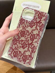 1pc 1pc Romantic Lace Pattern Soft Transparent Airbag Phone Case, Compatible With IPhone 11/12/13/14/15/16 Pro Max Iphone 17 Pro Max Case - 彩色 - 查看 6