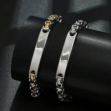 1pc Minimalist Silver Crown Stainless Steel Bracelet - Silver - View 1