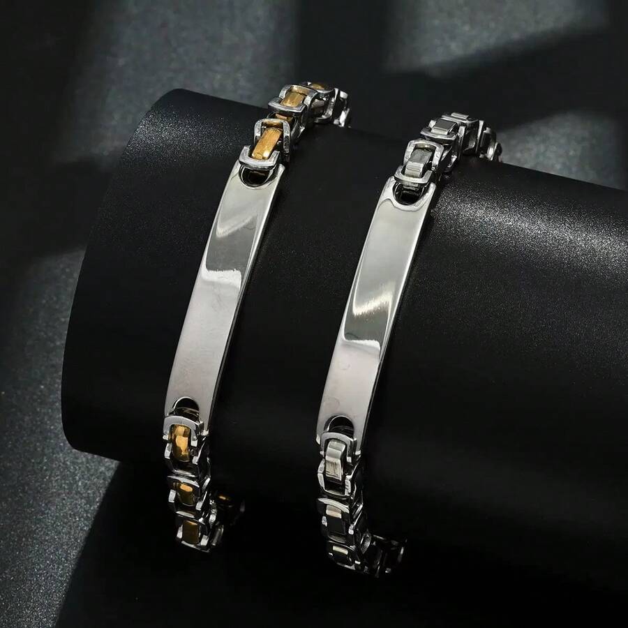 1pc Minimalist Silver Crown Stainless Steel Bracelet - Silver - View 1