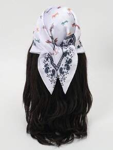 1 chiếc khăn bandana với họa tiết động vật hoạt hình tối giản, khăn quàng cổ dành cho nữ. - Nhiều màu - Xem 4