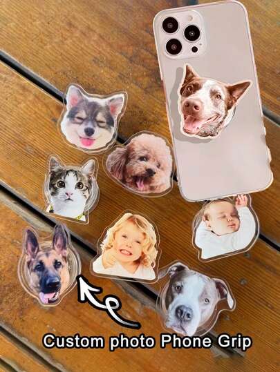 Customized Photo Phone Stand, 6cm Cutout, Family Photo Phone Stand, Pet Portrait Phone Stand, Best Gift Choice, Couple Photo Phone Stand, Phone Handle, Personalized Gift, Phone Accessory