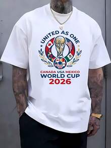 World Cup Full Body Protection 2026 World Cup 100 T-Shirt USA Canada Mexico Football T-Shirt 2026 World Cup Licensed High-Quality T-Shirt Unisex Summer Casual Short-Sleeve Printed Pattern T-Shirt Suitable For Daily Home Use, Fitness, Outdoor Sports, Beach Vacations, And Sports Activities. Simple And ElegantFootball Tournament - 白色 - 查看 7