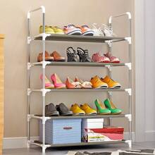 Zapatero apilable de 6 niveles - Estantería de almacenamiento para la entrada que ahorra espacio | Organizador de plástico multicapa - Apilable, transpirable y de alta capacidad de carga - Estante para calzado ajustable y expandible - Gris - Ver 8