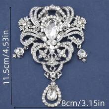 Fashionable And Luxurious Crown Brooch With Rhinestones, Bridal Clothing Art Piece, Bouquet Accessory - Silver - View 5
